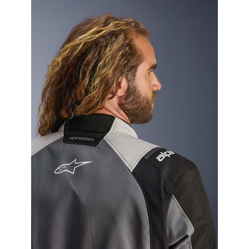 Chaqueta de moto Alpinestars Andes V4 Drystar Gris oscuro-Gris claro-Negro-Amarillo fluorescente