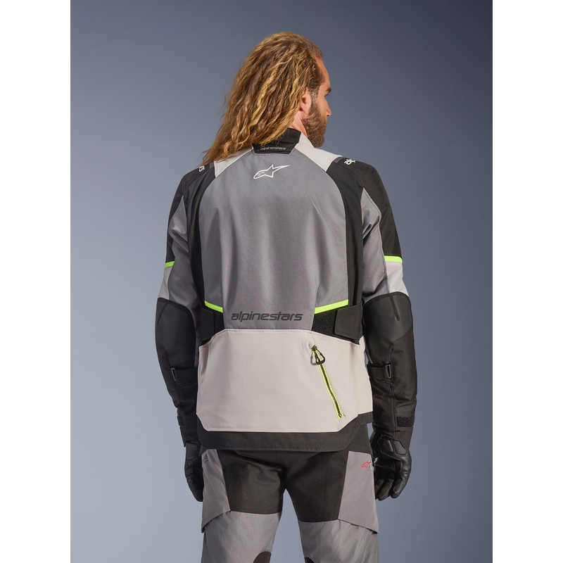 Chaqueta de moto Alpinestars Andes V4 Drystar Gris oscuro-Gris claro-Negro-Amarillo fluorescente