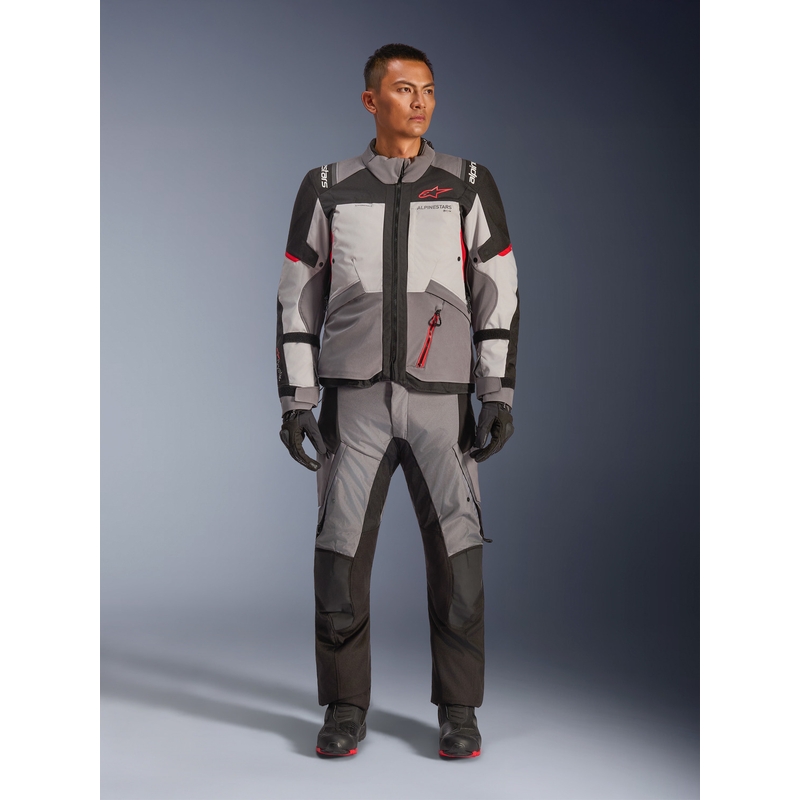Chaqueta de moto Alpinestars Andes V4 Drystar gris oscuro-gris claro-negro-rojo