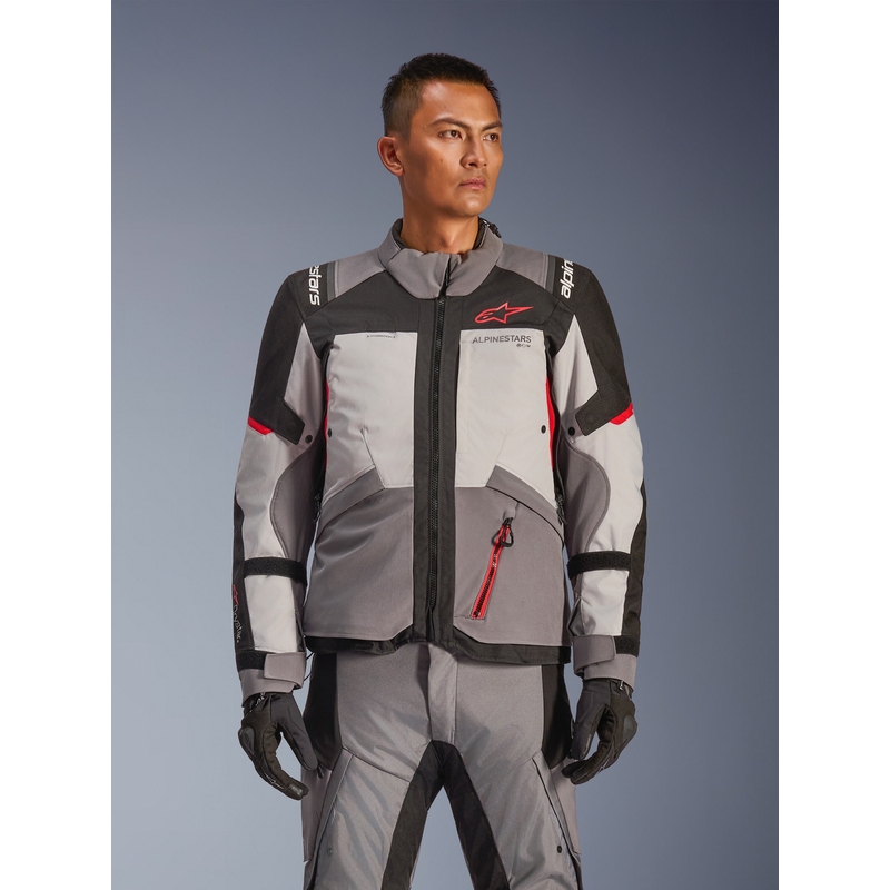 Chaqueta de moto Alpinestars Andes V4 Drystar gris oscuro-gris claro-negro-rojo