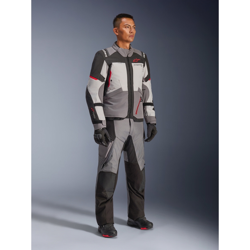 Chaqueta de moto Alpinestars Andes V4 Drystar gris oscuro-gris claro-negro-rojo