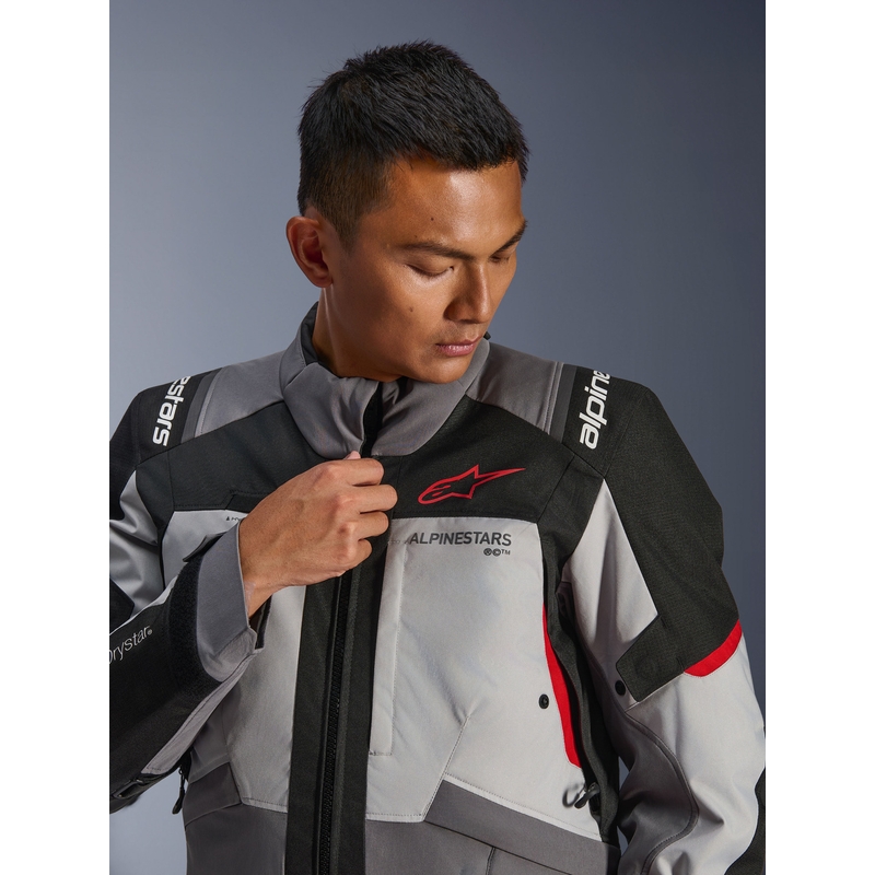 Chaqueta de moto Alpinestars Andes V4 Drystar gris oscuro-gris claro-negro-rojo