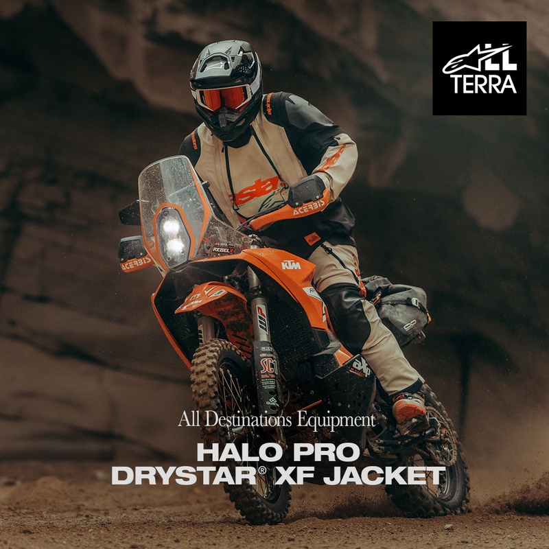 Chaqueta de moto Alpinestars Halo PRO Drystar XF color crema, negro y rojo