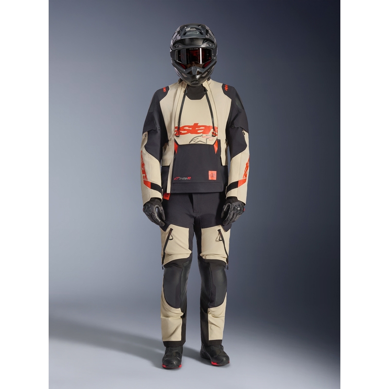 Chaqueta de moto Alpinestars Halo PRO Drystar XF color crema, negro y rojo