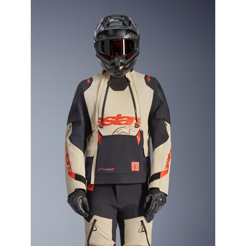 Chaqueta de moto Alpinestars Halo PRO Drystar XF color crema, negro y rojo