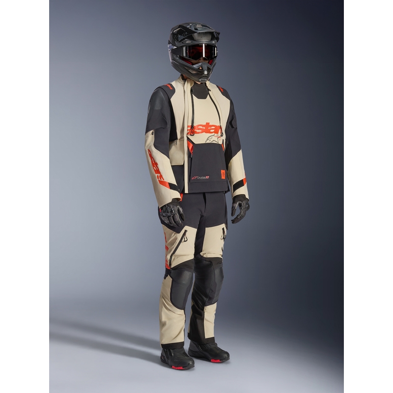 Chaqueta de moto Alpinestars Halo PRO Drystar XF color crema, negro y rojo