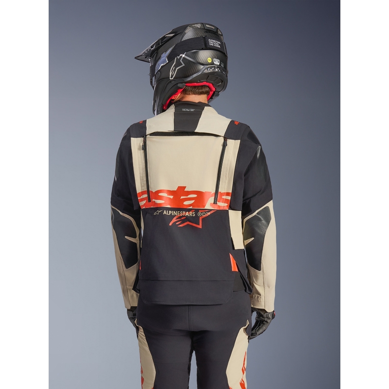 Chaqueta de moto Alpinestars Halo PRO Drystar XF color crema, negro y rojo