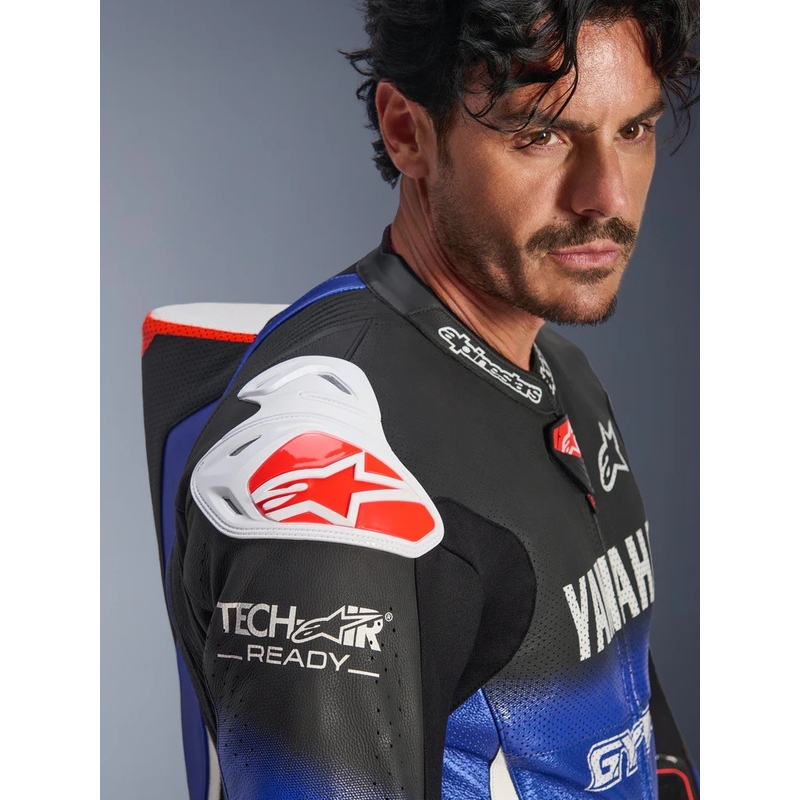 Mono de moto de cuero de una pieza Alpinestars GP-R7 colección YAMAHA GYTR TECH-AIR compatible azul-negro-blanco-rojo
