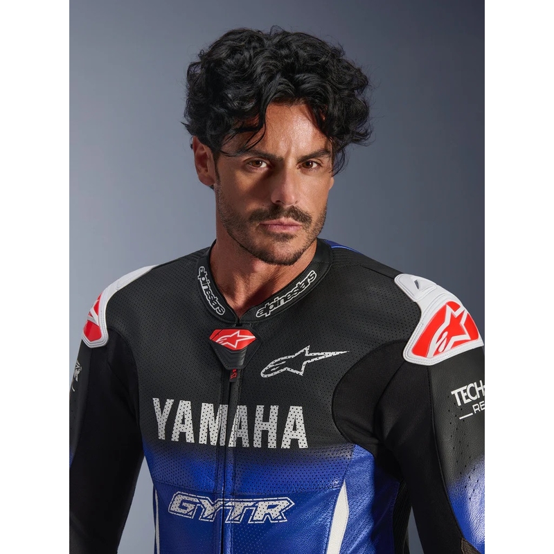 Mono de moto de cuero de una pieza Alpinestars GP-R7 colección YAMAHA GYTR TECH-AIR compatible azul-negro-blanco-rojo