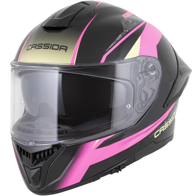 Casco integral de moto Cassida Integral GTS 2.1 Mega en negro, rosa, blanco y vainilla