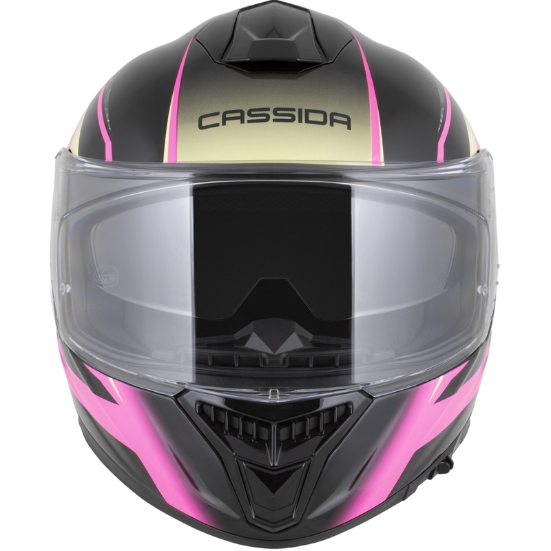 Casco integral de moto Cassida Integral GTS 2.1 Mega en negro, rosa, blanco y vainilla