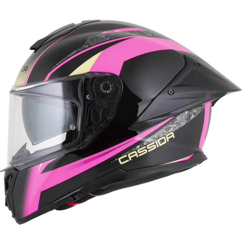 Casco integral de moto Cassida Integral GTS 2.1 Mega en negro, rosa, blanco y vainilla