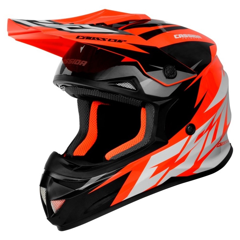 Casco de motocross Cassida Cross Cup Two negro-blanco-gris-naranja fluo