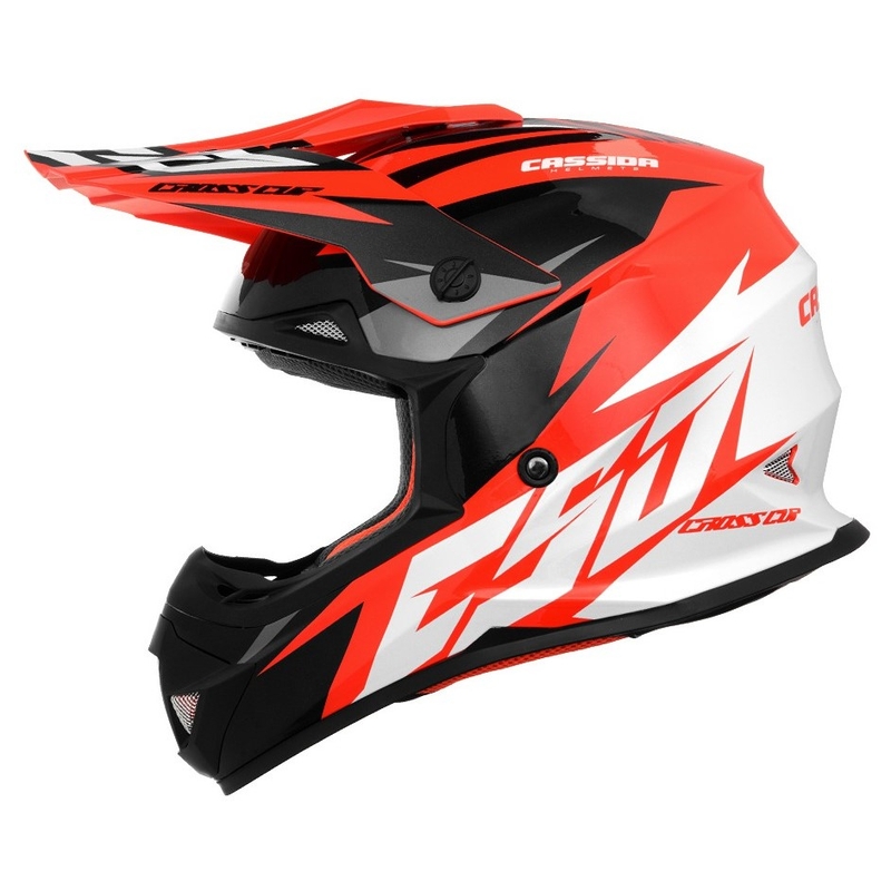 Casco de motocross Cassida Cross Cup Two negro-blanco-gris-naranja fluo