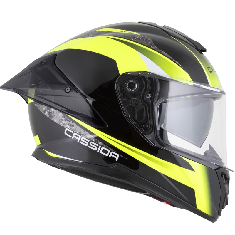 Casco integral de moto Cassida Integral GTS 2.1 Mega negro-amarillo fluo-blanco