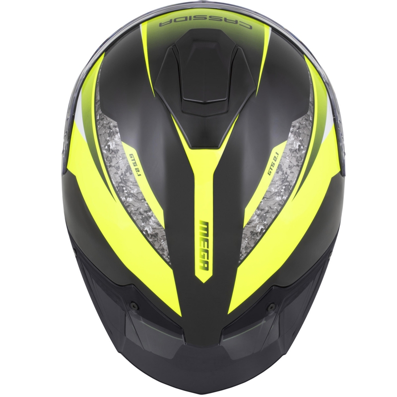 Casco integral de moto Cassida Integral GTS 2.1 Mega negro-amarillo fluo-blanco