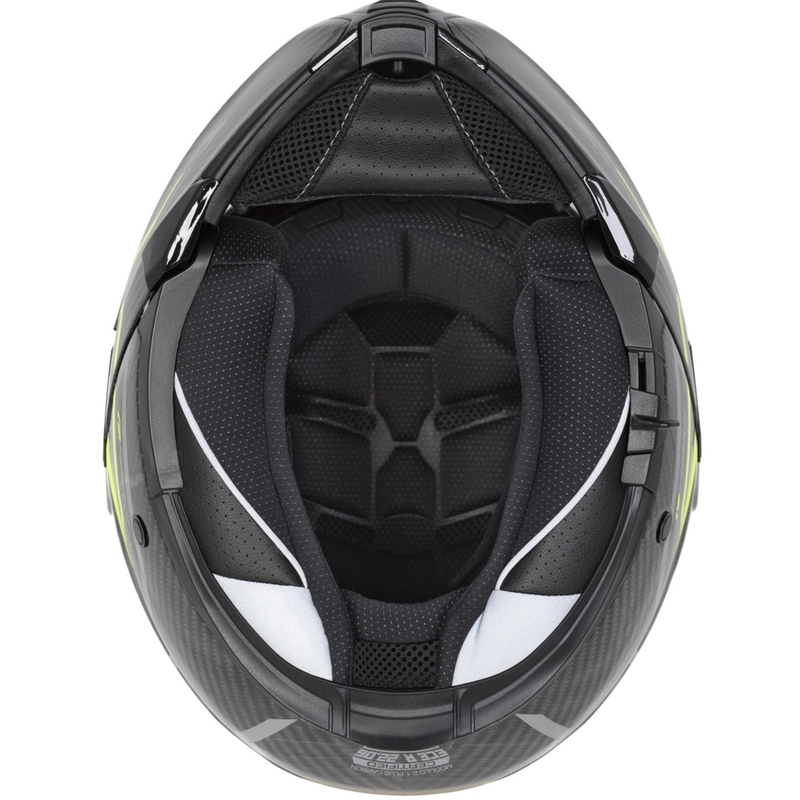 Casco de moto abatible Cassida Modulo 2.1 Plus Carbon BlackOut negro mate-rojo metalizado-plata reflectante-negro
