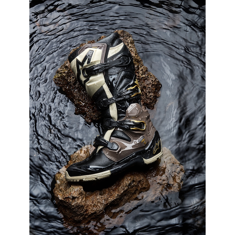 Botas de moto Alpinestars TECH 7 Enduro Drystar Negro-Gris oscuro-Dorado