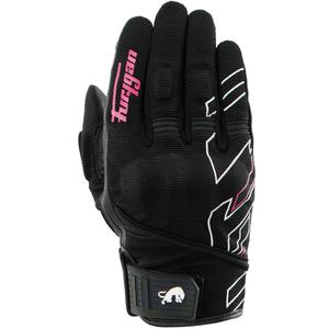 Guantes de moto para mujer Furygan Jet Neon D3O® Evo negro-blanco-rosa