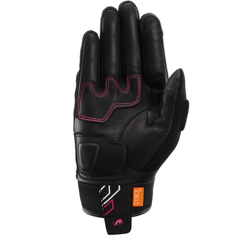 Guantes de moto para mujer Furygan Jet Neon D3O® Evo negro-blanco-rosa