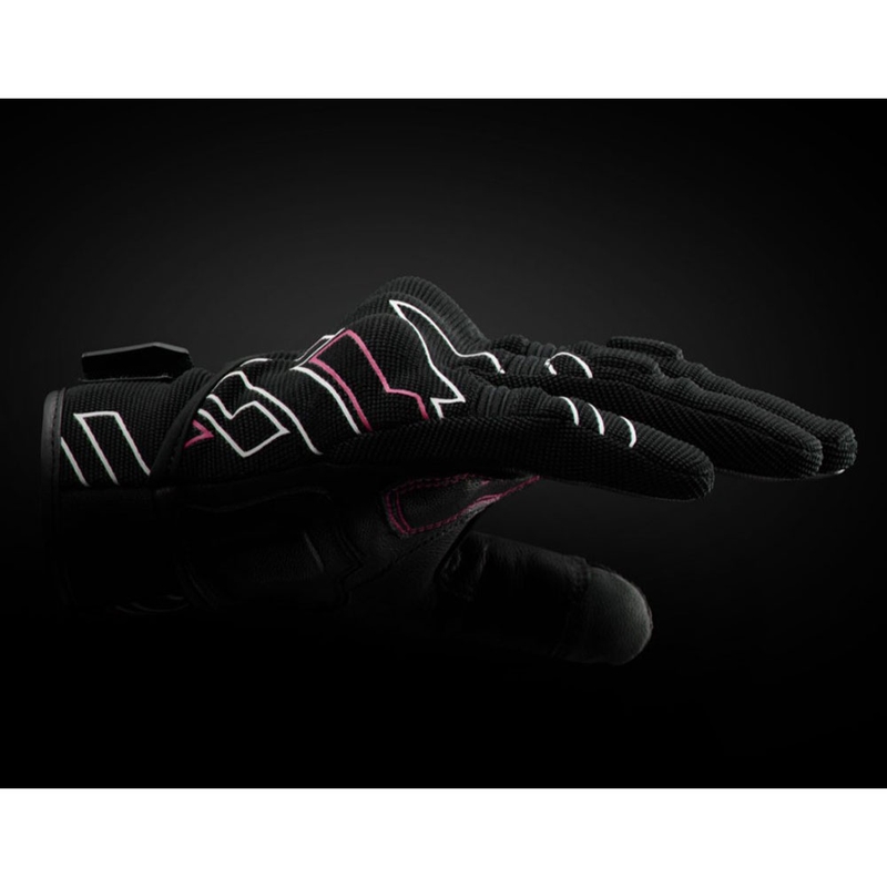 Guantes de moto para mujer Furygan Jet Neon D3O® Evo negro-blanco-rosa