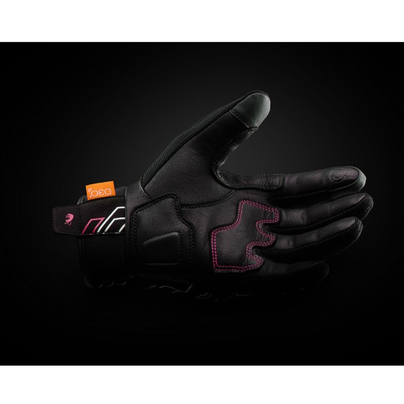 Guantes de moto para mujer Furygan Jet Neon D3O® Evo negro-blanco-rosa