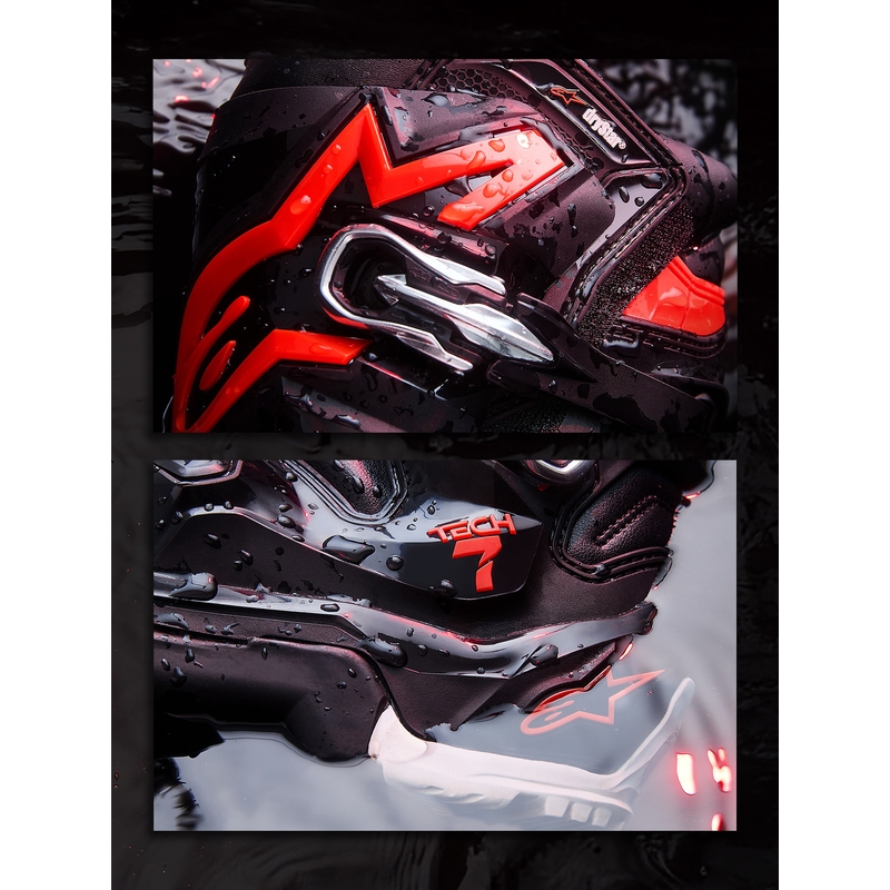 Botas de moto Alpinestars TECH 7 Enduro Drystar negro-rojo fluo-blanco