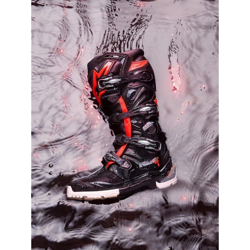 Botas de moto Alpinestars TECH 7 Enduro Drystar negro-rojo fluo-blanco