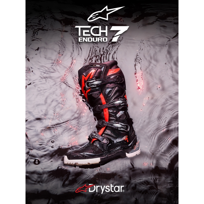 Botas de moto Alpinestars TECH 7 Enduro Drystar negro-rojo fluo-blanco
