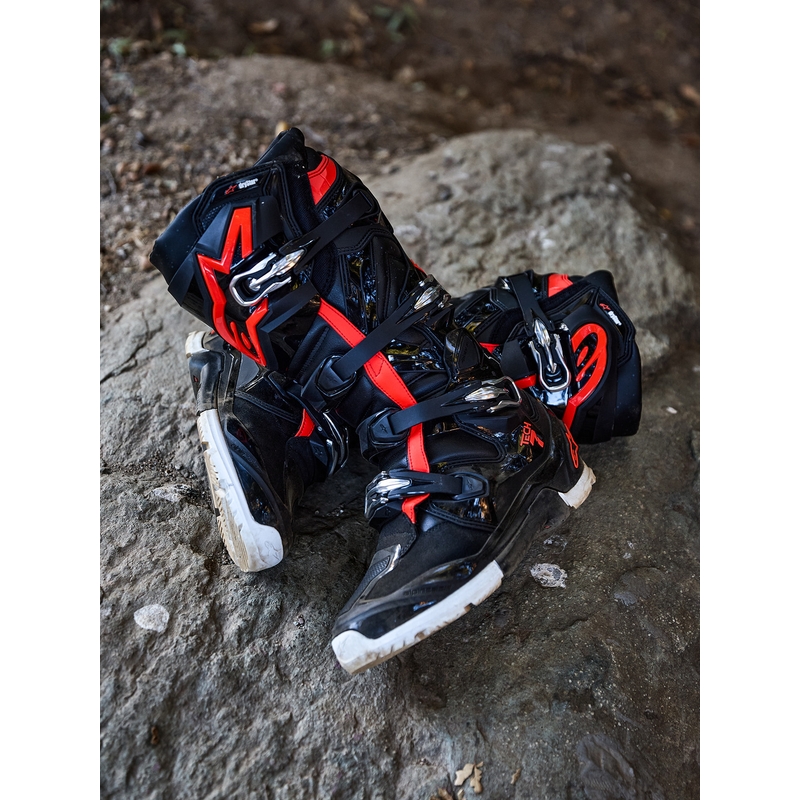 Botas de moto Alpinestars TECH 7 Enduro Drystar negro-rojo fluo-blanco