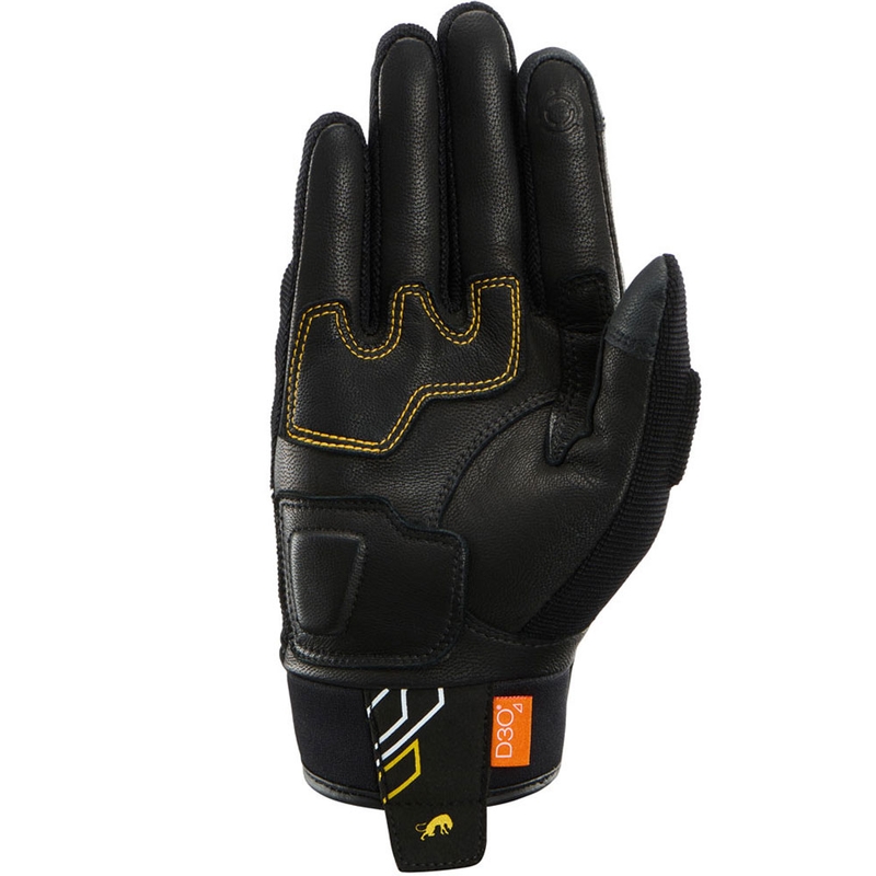 Guantes de moto Furygan Jet Neon D3O® Evo para mujer, color negro y dorado.