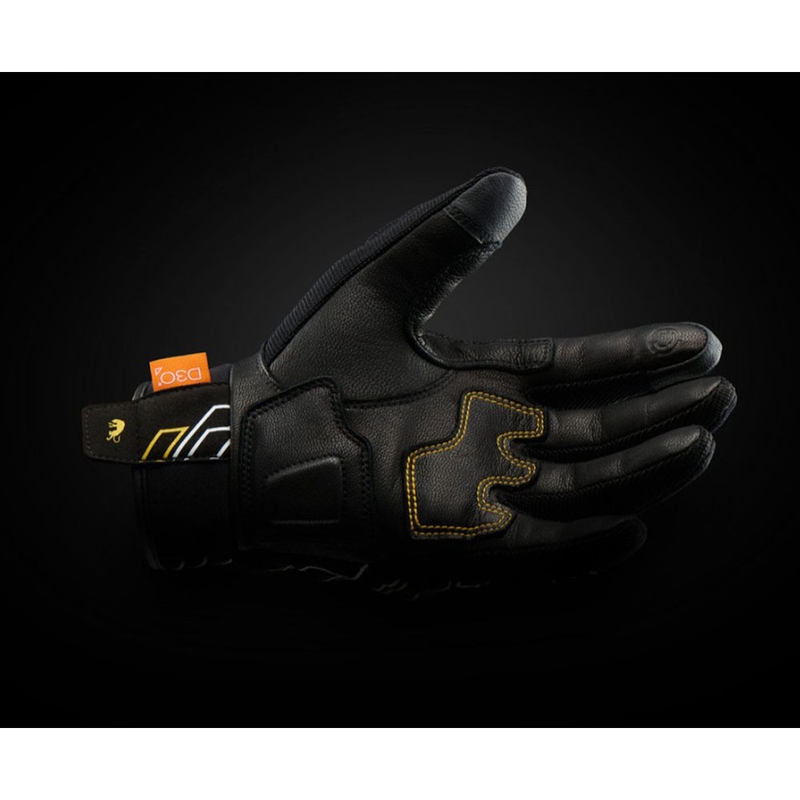 Guantes de moto Furygan Jet Neon D3O® Evo para mujer, color negro y dorado.