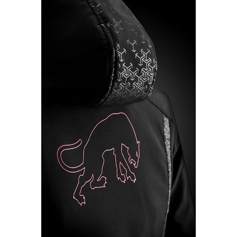 Chaqueta de moto Furygan Skye para mujer, color negro y rosa.