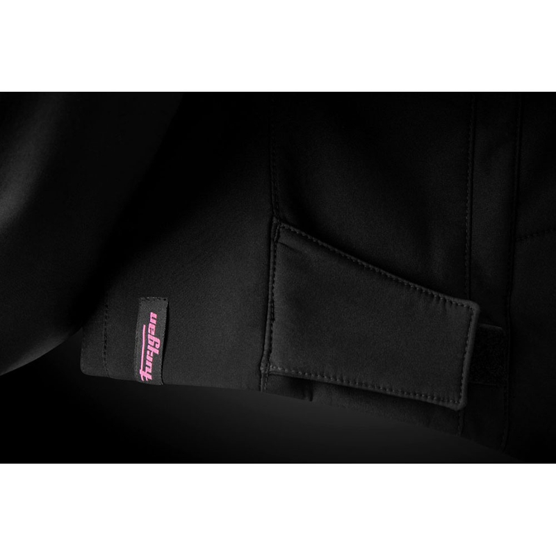 Chaqueta de moto Furygan Skye para mujer, color negro y rosa.