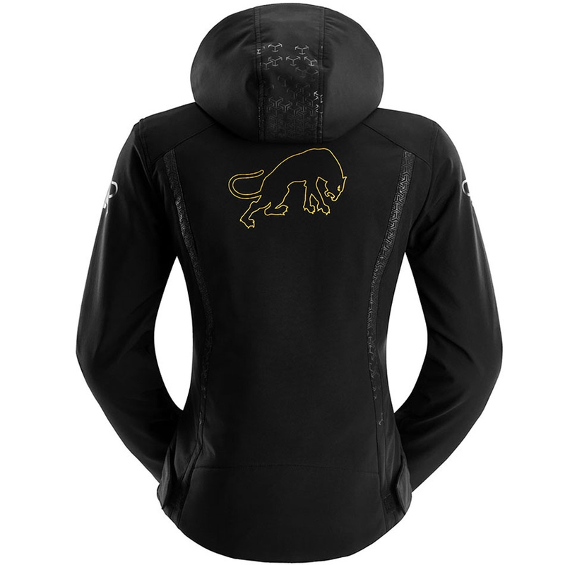Chaqueta de moto Furygan Skye para mujer, color negro y dorado.