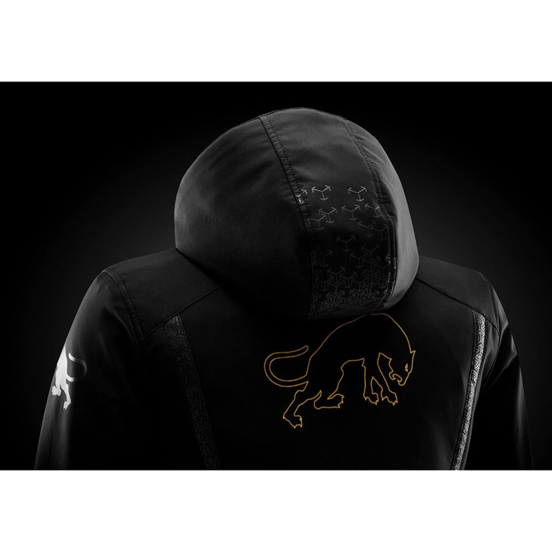Chaqueta de moto Furygan Skye para mujer, color negro y dorado.