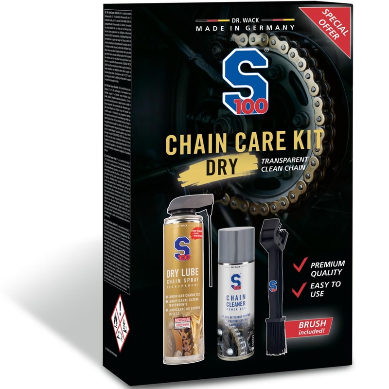 Kit de cuidado de cadena que incluye lubricante transparente S100 Kit de cuidado de cadena (lubricante seco)