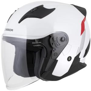 Casco de moto abierto Cassida Reflex 2.0 Safety blanco-rojo-gris-plata reflectante