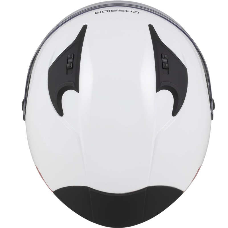 Casco de moto abierto Cassida Reflex 2.0 Safety blanco-rojo-gris-plata reflectante