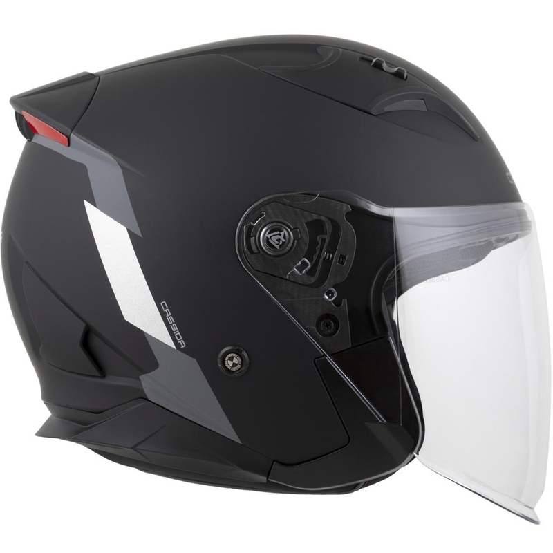 Casco abierto de seguridad Cassida Reflex 2.0 para motocicleta, negro mate, gris y plateado reflectante