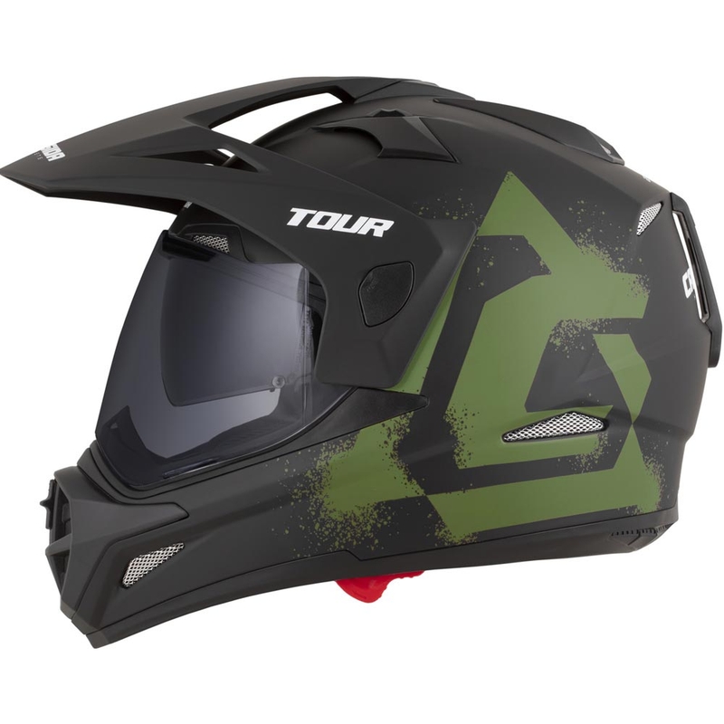 Casco de moto enduro Cassida Tour 2.0 Crew negro mate-verde oscuro