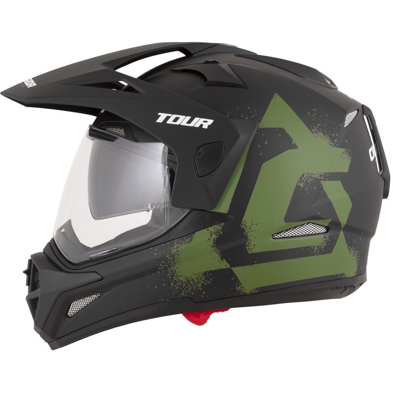 Casco de moto enduro Cassida Tour 2.0 Crew negro mate-verde oscuro