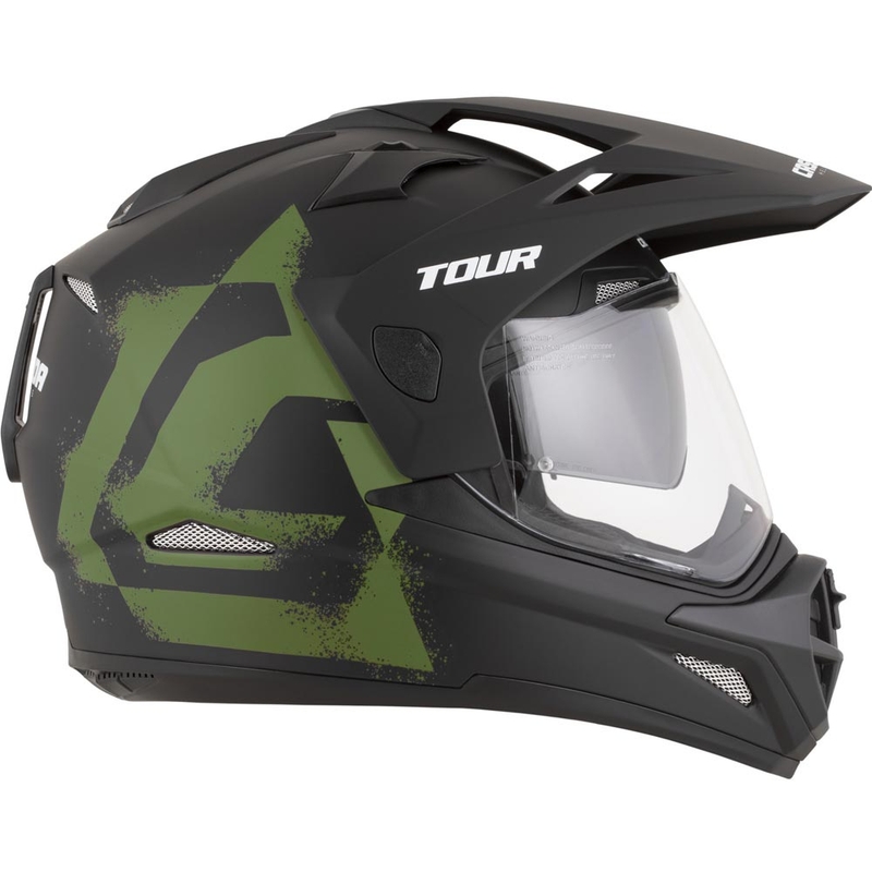 Casco de moto enduro Cassida Tour 2.0 Crew negro mate-verde oscuro
