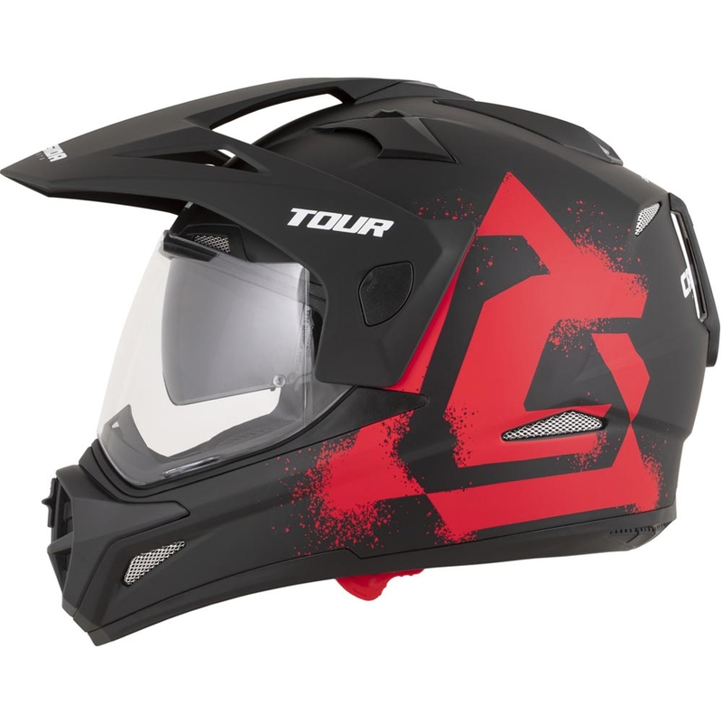Casco de moto enduro Cassida Tour 2.0 Crew negro mate-rojo