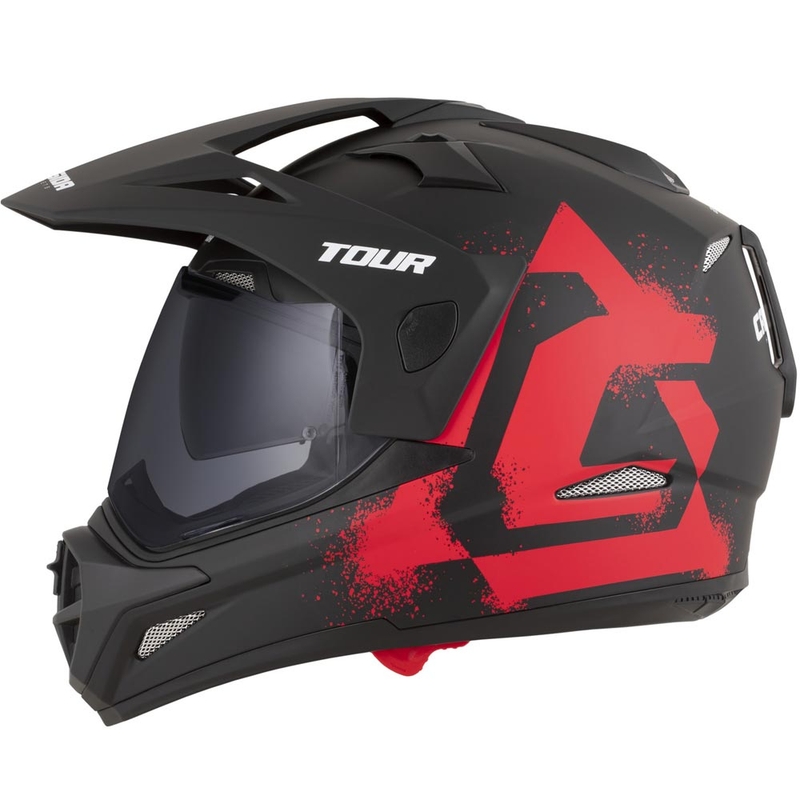 Casco de moto enduro Cassida Tour 2.0 Crew negro mate-rojo