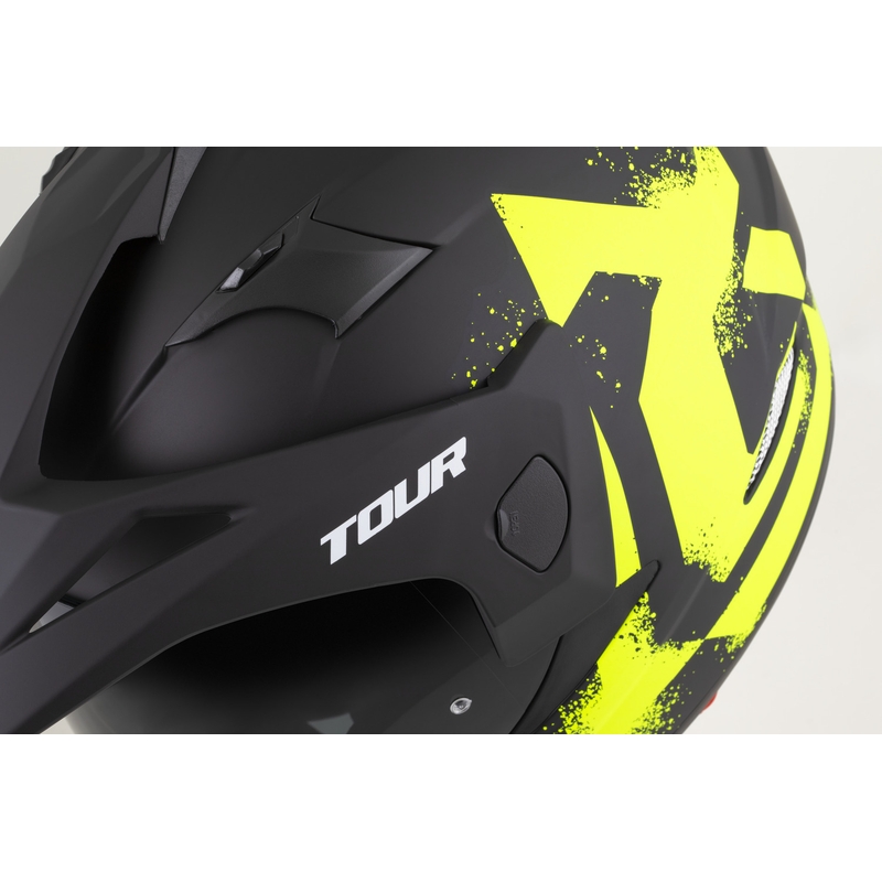 Casco de moto enduro Cassida Tour 2.0 Crew negro mate-amarillo fluo