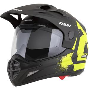 Casco de moto enduro Cassida Tour 2.0 Crew negro mate-amarillo fluo