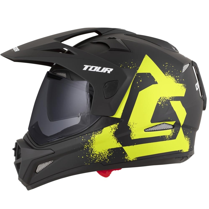 Casco de moto enduro Cassida Tour 2.0 Crew negro mate-amarillo fluo