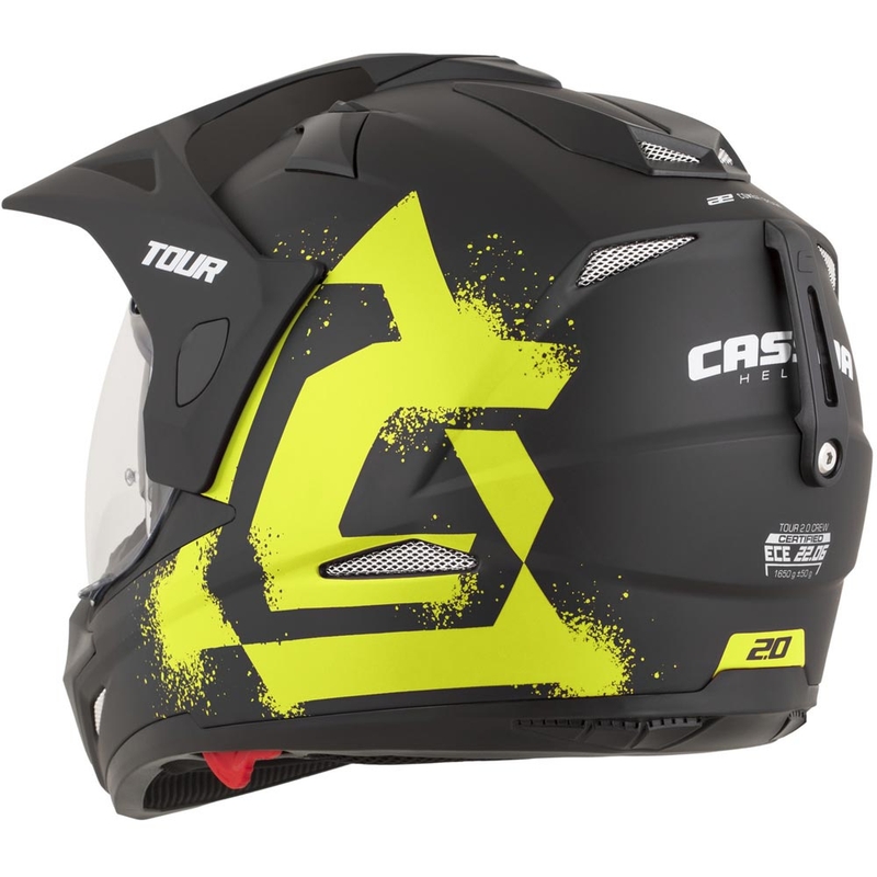 Casco de moto enduro Cassida Tour 2.0 Crew negro mate-amarillo fluo