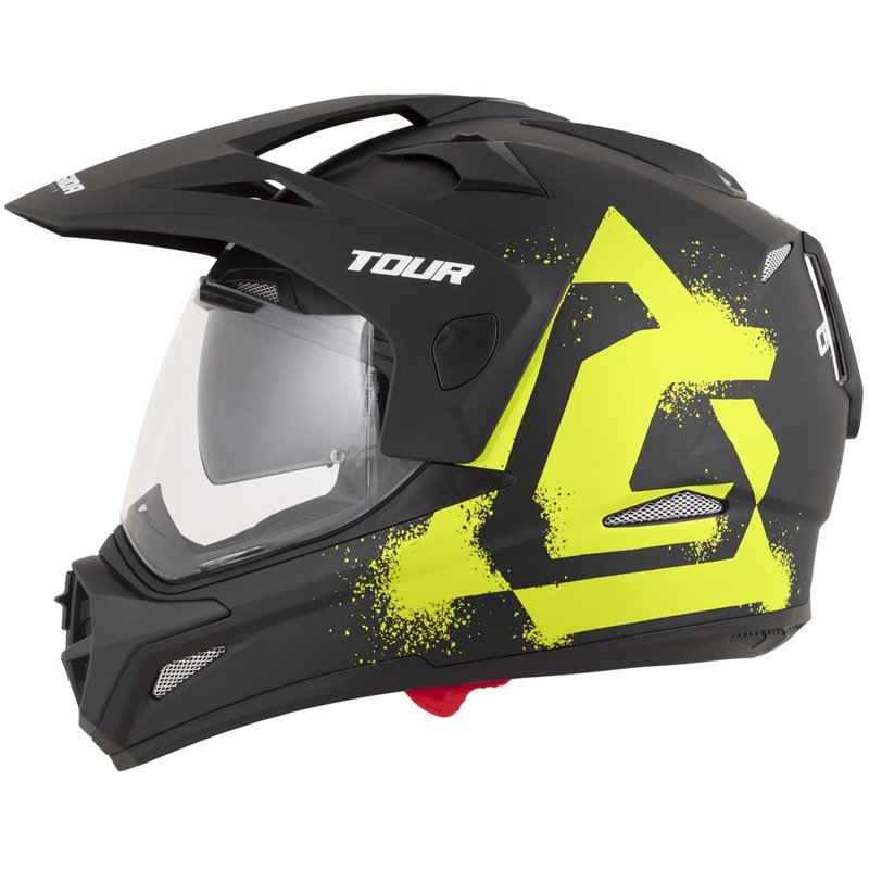 Casco de moto enduro Cassida Tour 2.0 Crew negro mate-amarillo fluo